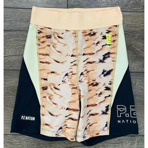 PE Nation Biker Shorts Black Tan Cream XS